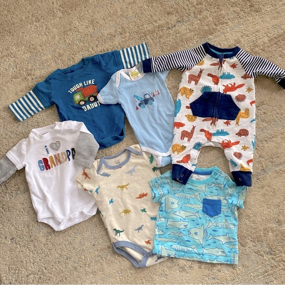 0-3 months Baby Boy Bundle of Sleepsuits Onesies Bodysuits Pants Grandpa Daddy - Picture 1 of 7